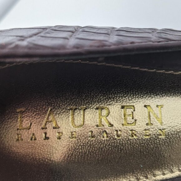 Ralph Lauren Sarina Burgundy Croc Leather Pointed Toe Stilletto Heels – Size 9.5 - Picture 3 of 5